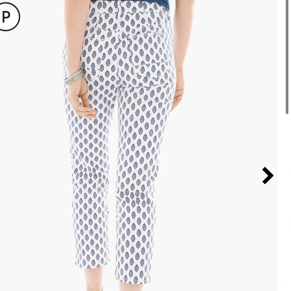 NWOT CHICOS SO SLIMMING PAISLEY GIRLFRIEND CROP PANTS - Picture 2 of 7